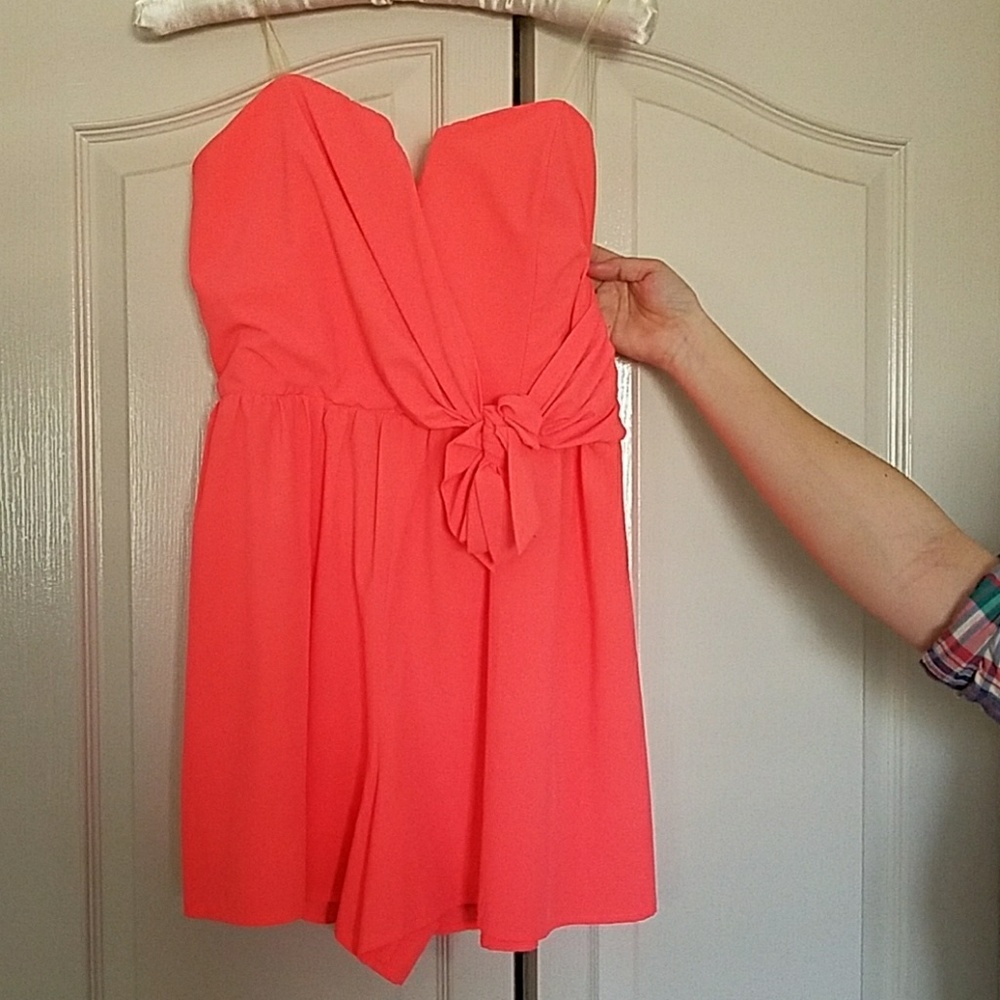 Neon coral Romper
